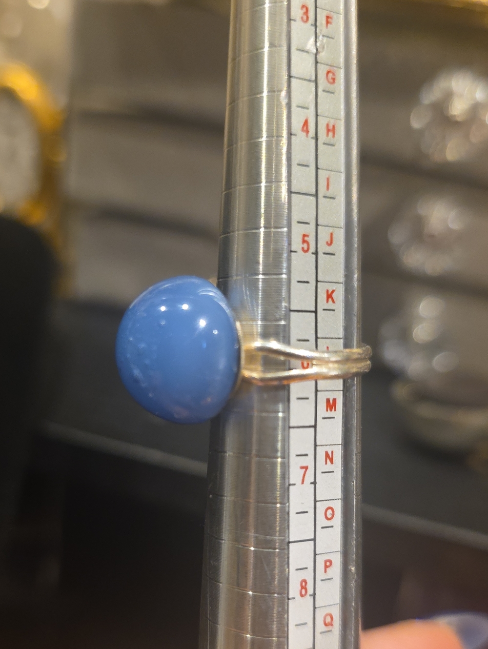 Source Unknown Blue Cabochon Ring with Gold Band